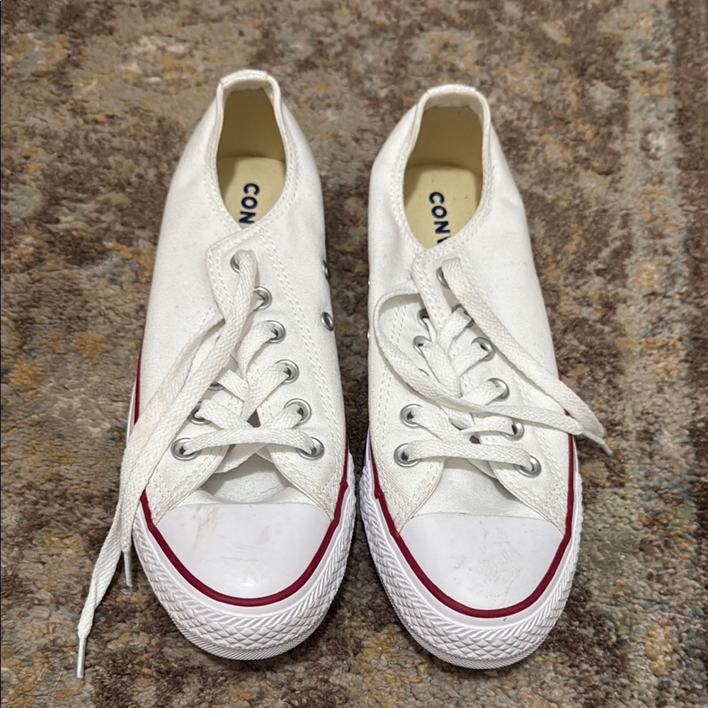 Converse White and Red Low-Top Sneakers